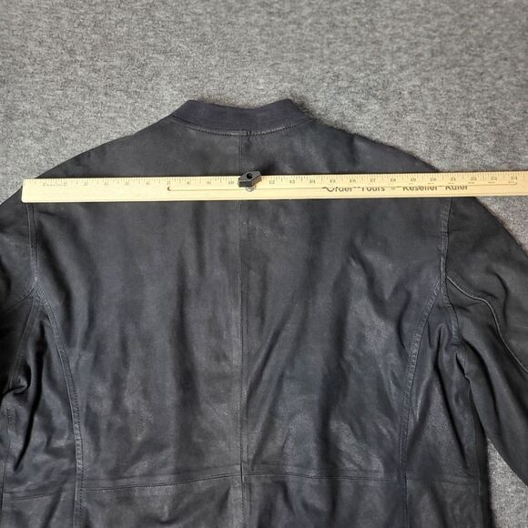 John Varvatos Collection Easy-Fit Men's Jacket Size L Black Goatskin Zip Bomber - Picture 14 of 16